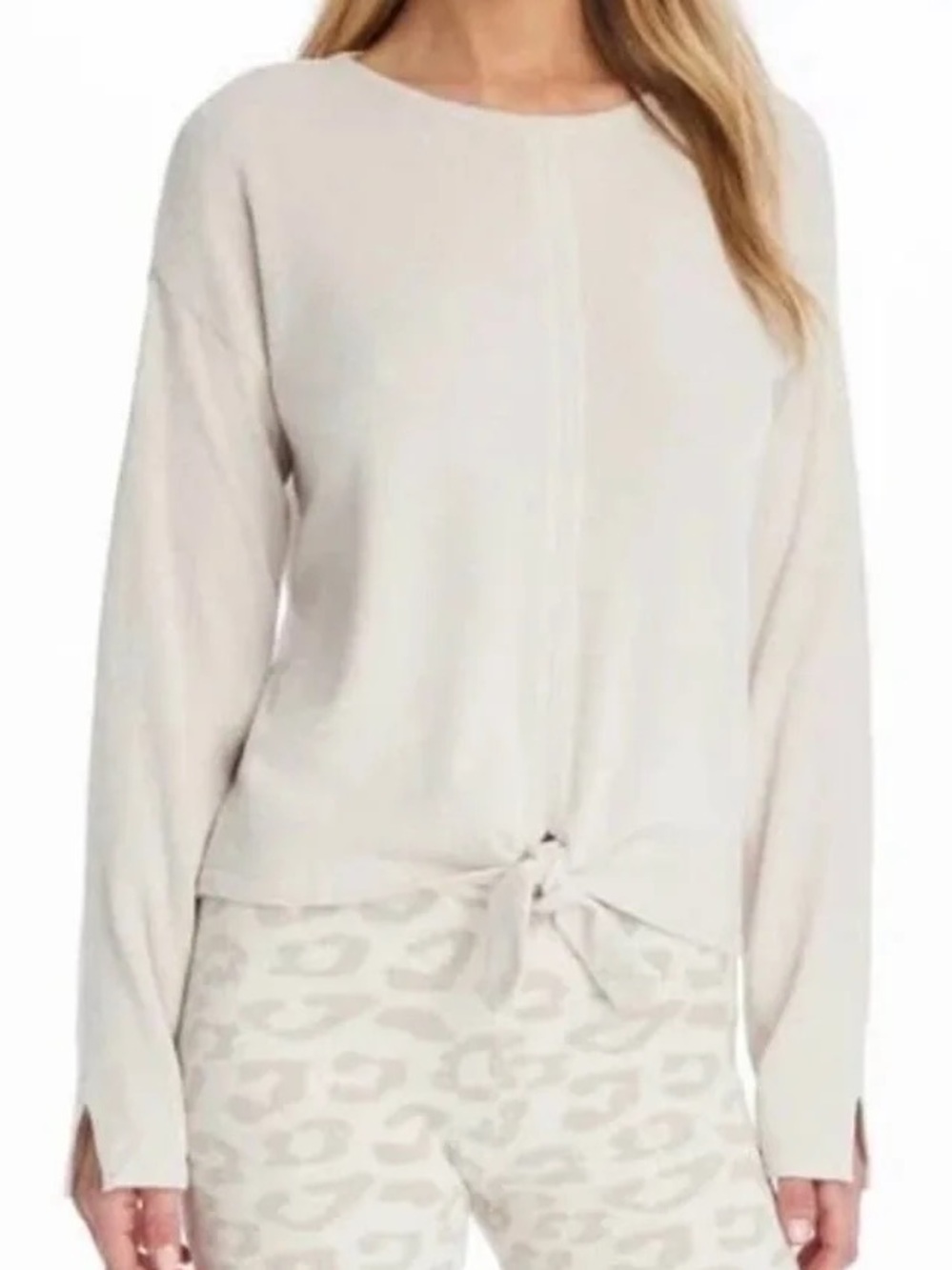 NWT Barefoot Dreams Cozychic Ultra Lite Tie Front Top - Sand Dune - 3X